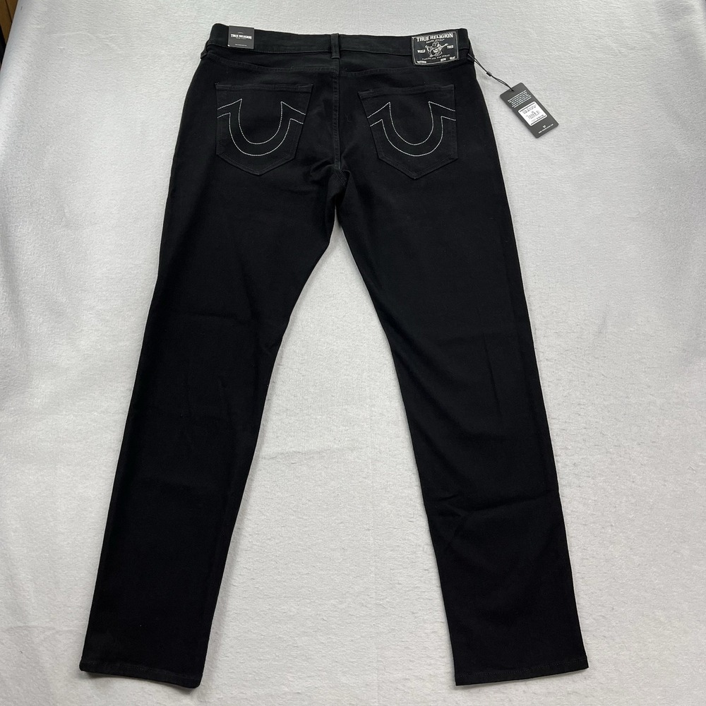 True Religion Jeans Mens 36x32 Black Denim Pants Geno Relaxed Slim Fit - Picture 3 of 14